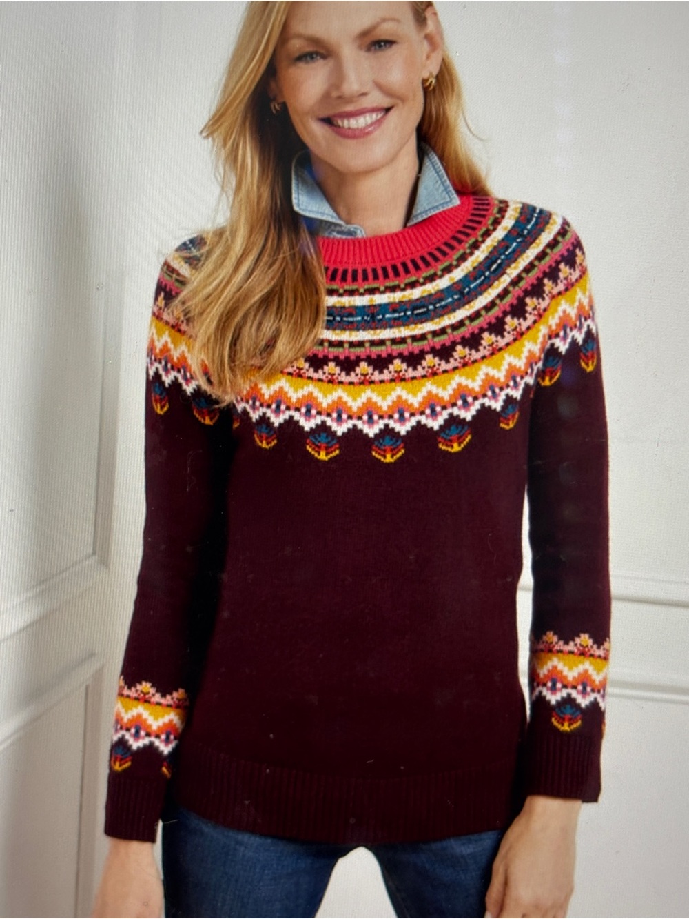 Talbots Fair Isle Pattern sweater M